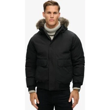 Superdry Everest Bomber in Pelliccia Sintetica Nero L