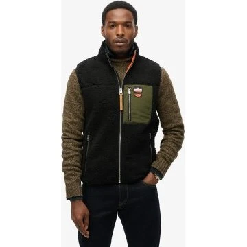 Gilet Superdry Vintage Retro Fleece Nero Verde - S
