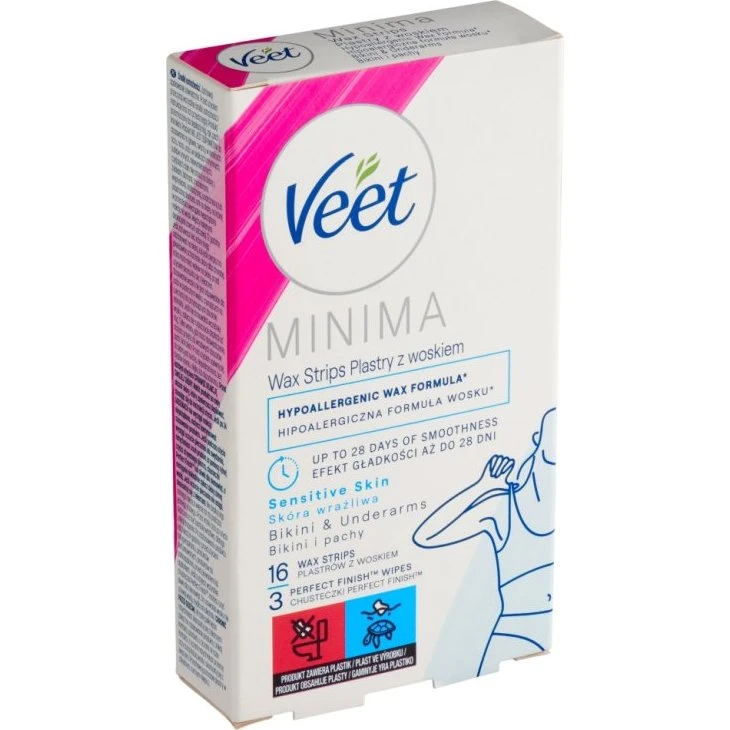 Veet Minima Hypoallergenic Strisce Depilatorie Bikini 16 Pezzi