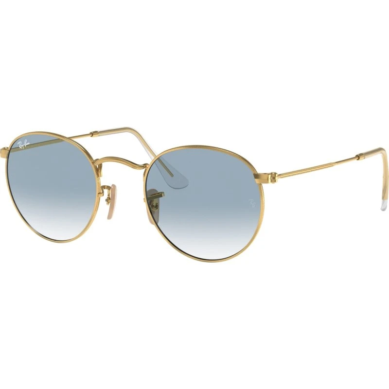 Ray-Ban RB3447N Round Metal Occhiali da Sole Uomo Oro e Blu