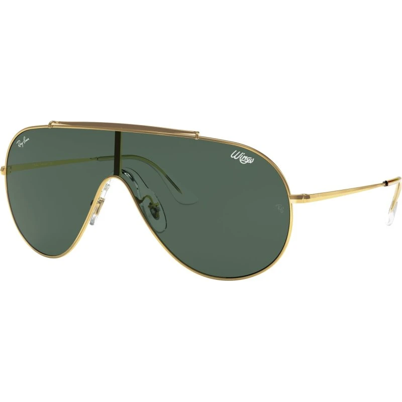Ray-Ban RB3597 WINGS Occhiali da Sole Uomo Oro e Lenti Verdi