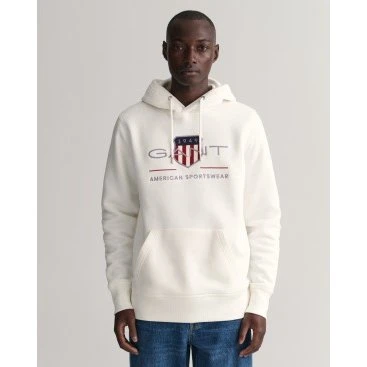 Gant Felpa con Cappuccio Bianca Archive Shield
