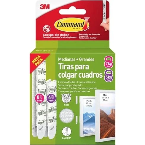 Command 17203 - Strisce a quadri sospese, 4 set S/M, Bianco