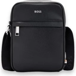 BOSS Borsa a tracolla in pelle nera Zair con zip