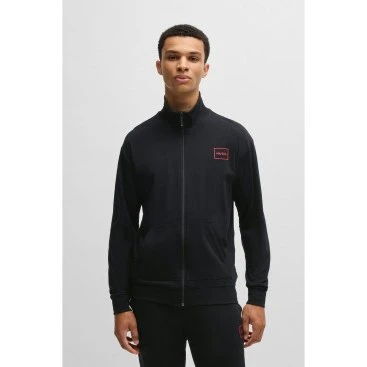 Felpa HUGO Laze Half Zip Nero con Logo - S