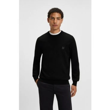 BOSS Maglia Uomo in Cotone Biologico e Cashmere Nero