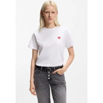 T-shirt HUGO Damacia bianca con dettaglio cuore - S